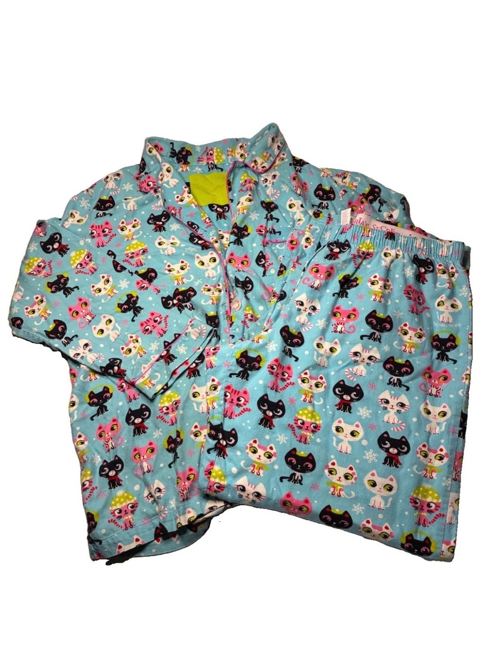 Victoria’s Secret Y2K RARE Cat Pajama Set Large Vintage Pop Art Maximalist Quirk